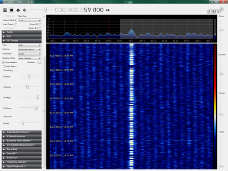 SDR# software v1.0.0.1672 recording a full minute frame of WWVB